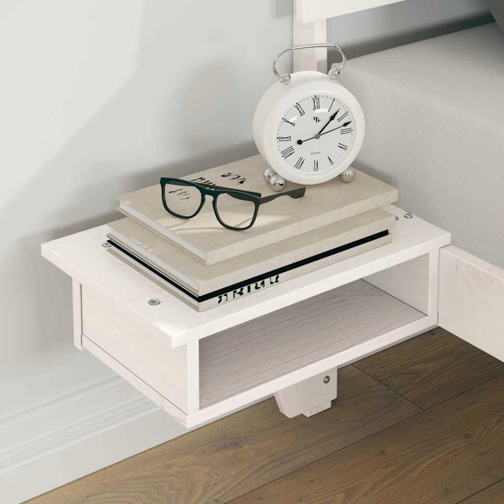 Cadre de Lit 150x200 Pin Massif Blanc avec Tête de Lit