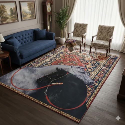 Image of Cotton Bolls Textiles Rugs for Living Room 5x7 Feet Large Size | Lightweight Foldable Carpet for Bedroom & Hall | Easy to Handle During Daily Cleaning | Travel Friendly Printed Rug | Mustang