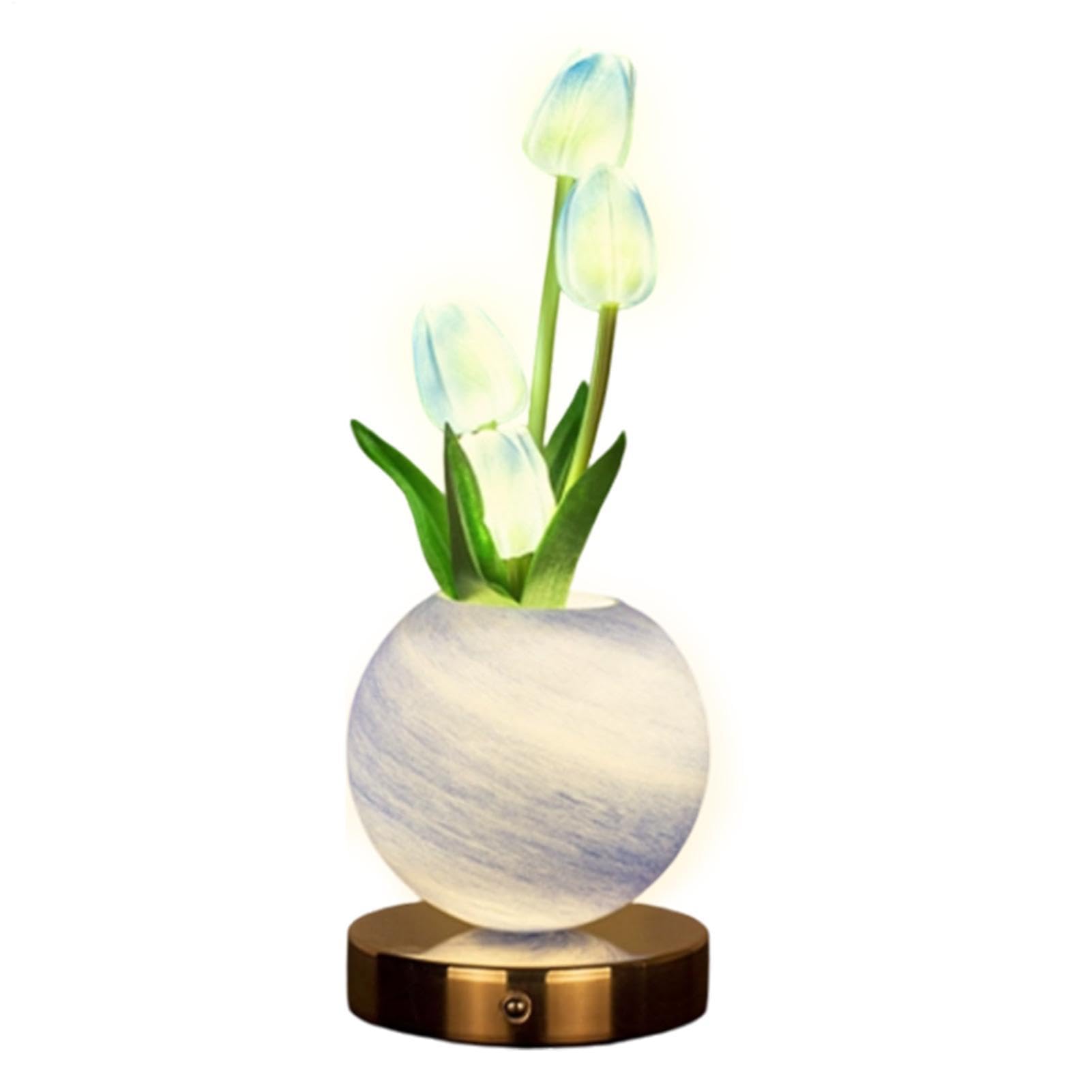 Lampka nocna, lampa kwiatowa ładowana przez USB, ze ściemnianym 3-kolorowym oświetleniem, lampka na stolik nocny do sypialni, salonu, dekoracja szafki nocnej, prezent dla kobiet, córki, przyjaciół
