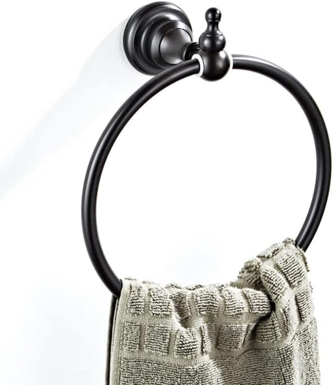 LSLYTQ 1PC Personality Contemporary Black Towel Holder, Towel Ring, Brass Towel Bar, Wall-Mounted Bathroom Hardware Accessories