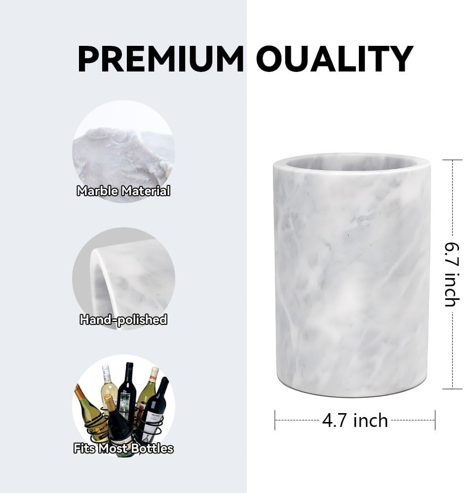 Kota Japan White Marble Stone Wine and Champagne Bottle Chiller Cooler - 7" X 5" | Elegant Kitchen Utensil Holder | Must Have Wine Chiller for Your Home | Impress Your Guests at Next Party or Event! - Image 2