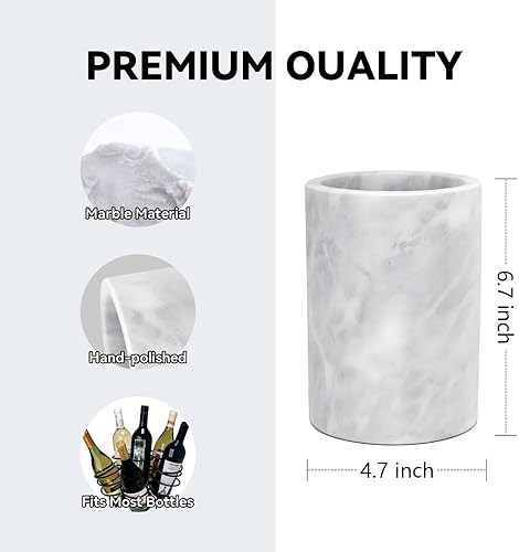 Miniatura 2 de Kota Japan White Marble Stone Wine and Champagne Bottle Chiller Cooler - 7" X 5" | Elegant Kitchen Utensil Holder | Must Have Wine Chiller for Your