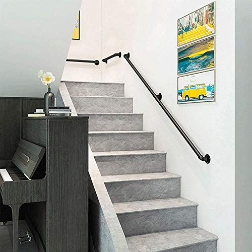 Garde-corps de support mural en fer forgé noir, rampe d'escalier premium de 4ft