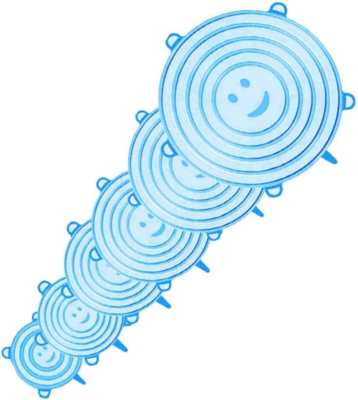 Tapas elásticas y selladas de silicona reutilizables de alta calidad, juego de 6 tamaños diferentes, fundas redondas flexibles de silicona para