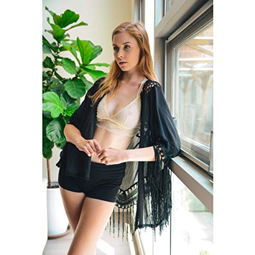 Womens Floral Crochet Lace Beach Swimsuit Medallion Tassel Kimono Cardigan4