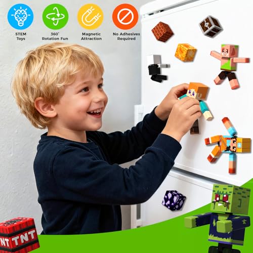 Magneverse 20Pcs Magnetic Action Figures Playset - Magnetic Building Blocks, Magnet Cubes and Rotatable Figures Character Toys for Kids,Easter Birthday Gift for 6+ Year Old Boys Girls (Patent Pending)