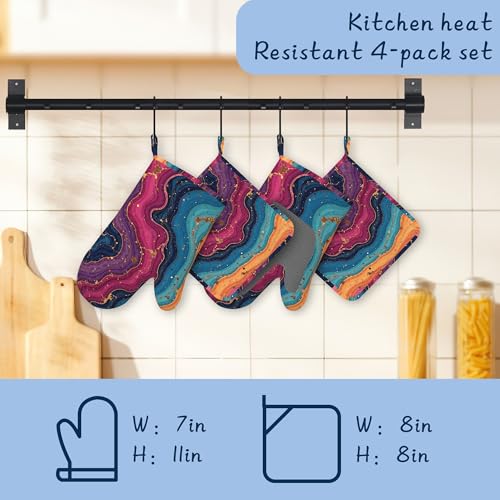 Gants de cuisine en marbre abstrait pour cuisson au four - 5