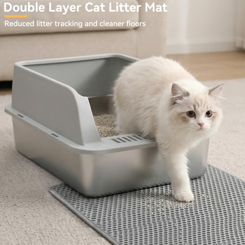 Arenero para gatos de acero inoxidable XL con tapa miniatura 4