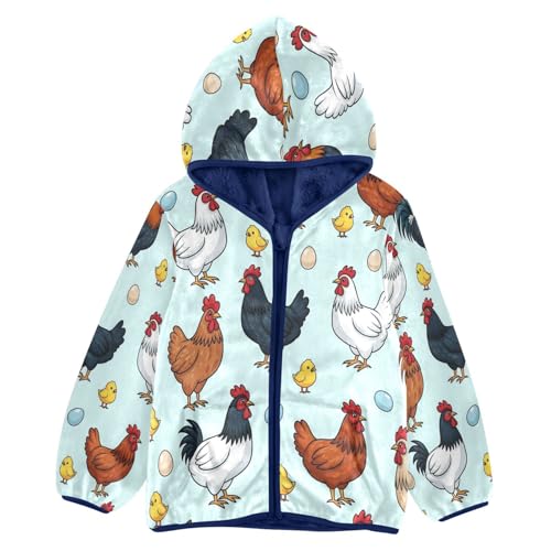 Chicken Eggs and Chicks Toddler Fleece Jacket Girl Boys Hooded Fleece Jacket Coat Warm Outwear Zip-up 3-10T
