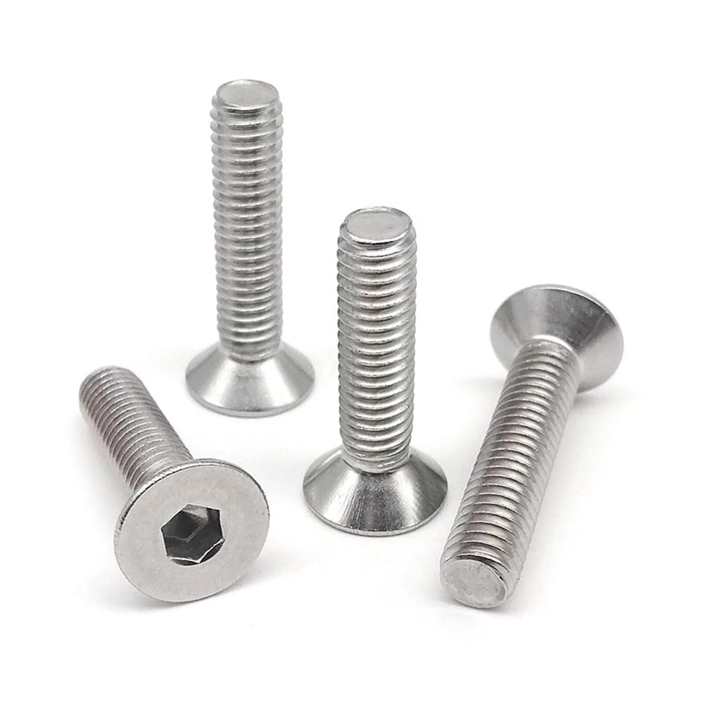 M2 M2.5 M3 M4 M5 M6 M8 Sechskant-Innensechskantschraube mit flachem Senkkopf, Inbusschraube, 304 A2 Edelstahl, schwarzer Stahl der Güteklasse 10.9(Stainless Steel,10pcs M8x35mm)