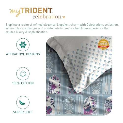 Image of MYTRIDENT Celebration Bedsheet Gifting Collection Double Size - Aangan Blue