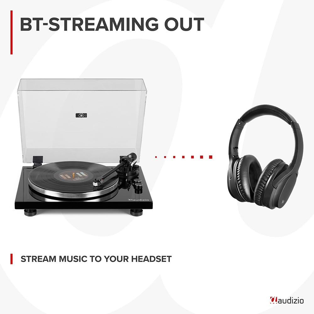 Audizio Toledo Premium Giradischi Bluetooth – Giradischi 33/45 giri/min, lettore in vinile con pickup di alta qualità – Record Player con preamplificatore