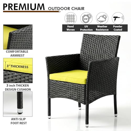 Image of OUTLIVING Outdoor 4 Seater Sofa Set || Patio Furniture Sets || Balcony Sofa || Indoor Sofa || Wicker Rattan Garden Sofa Set with Cushion and Center Table (Black /Green)