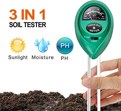 iPower 3-in-1 Soil Tester Meter, Moisture, pH,Light Meter