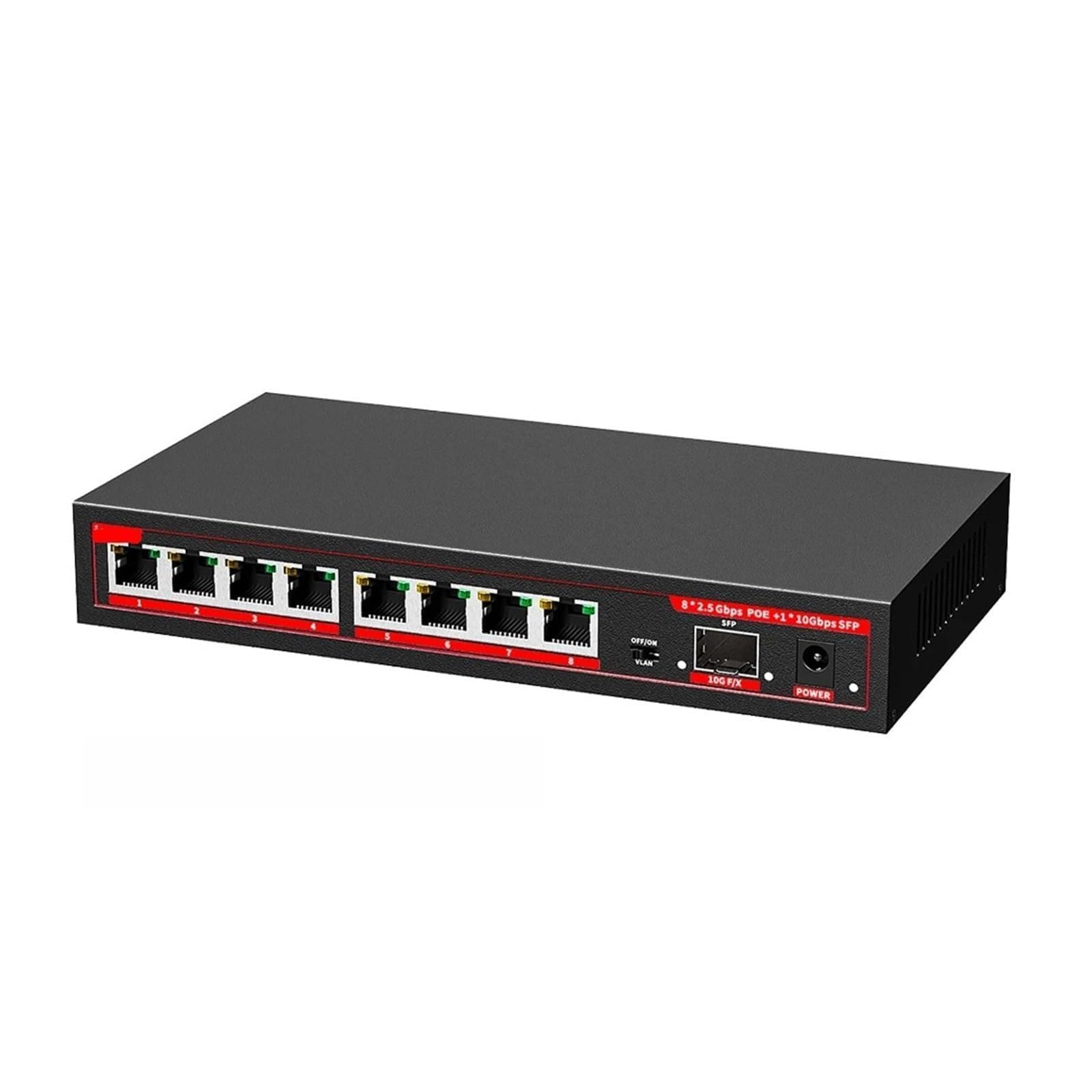 OSHZIKJII 9-Ports 2.5G Switch 2.5Gbe Network Etherent Switch 8 Port 2.5GBASE-T with 10G SFP+ Slot Fanless Plug and Play Gigabit Switch(A/.U Adapter)