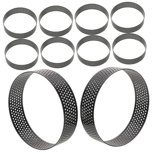 BESPORTBLE 10 Piezas Moldes Redondos de Mousse de Acero Inoxidable Anillos Perforados para Tartas y Pasteles Distribución Uniforme de Calor para Repostería y Cocina Fiestas