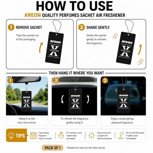 Image of AREON X AXV05 Hanging Best Car Air Freshener New Car Scent, Paper Hanging Ornaments, Long Lasting Scent for Car or Home 12 Pack