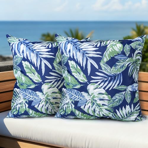 Housse de coussin imperméable terrasse 50x50 lot de 2 jardin bleu