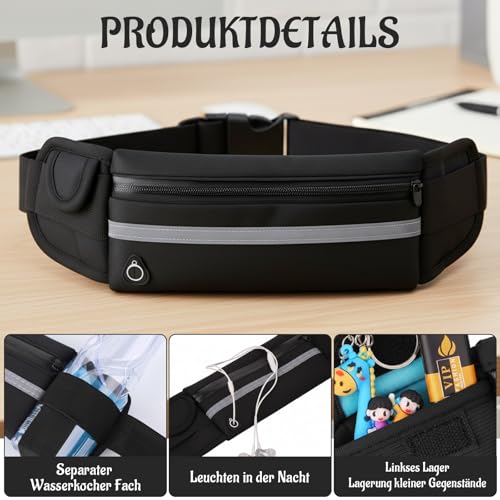 Laufgürtel mit Handyfach – Laufgürtel Handy – wasserdichte Handytasche für Damen & Herren – Running Belt mit Verstellbarem Gurt – Lauftasche als Jogging Zubehör