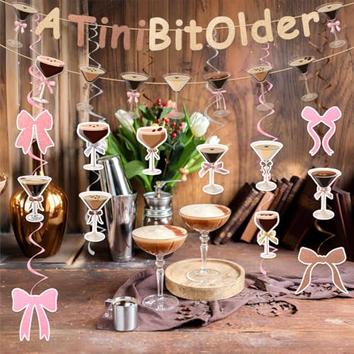 Image of Espresso Martini Party Decorations Include A Tini Bit Older Glitter Banner Hanging Swirls Martini Birthday Bachelorette Bridal Shower Tini Bar Party Decor Supplies
