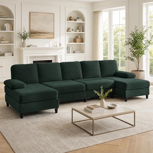 Mjkone Divan sectionnel velours côtelé 285cm avec causeuses