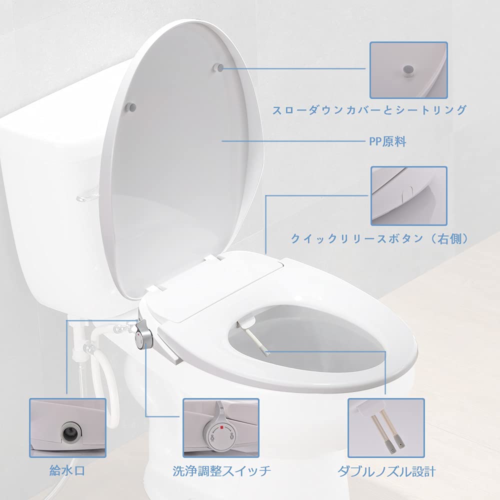 Amazon.co.jp: 電源不要 シャワートイレ 洗浄便座 水洗浄便座 水圧式