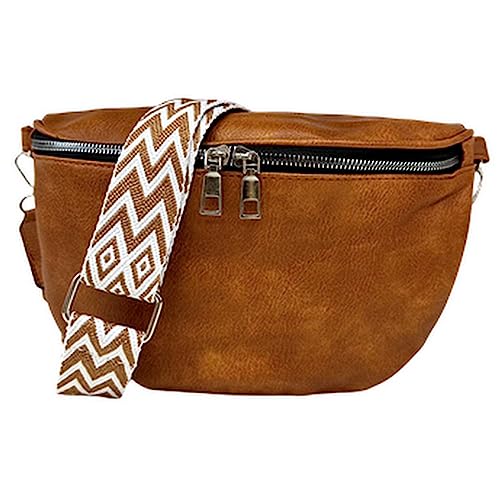 ayados Damen Crossbody Bag Bauchtasche Handtasche Schultergurt Cross body bag Tasche Schultertasche Umhängetasche 76232 (Hell-Braun W)