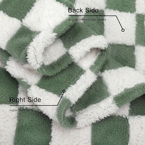 Image of HOMRITAR Forset Green Checkered Baby Blanket for Boys Girls Fluffy Fleece | Soft Plush Warmer Bed Throw Blanket for Infant Toddler Shower Gift Nursery Crib Stroller All Season 30 x 40 Inch