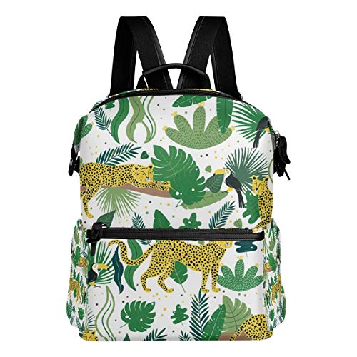 Mochila escolar grande leopardo en la selva mochilas casual viaje básico estudiante