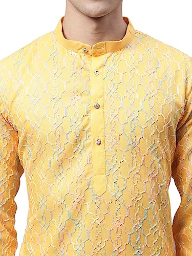 Image of Jompers Men's Cotton Embroidered Straight Kurta Pyjama Set
