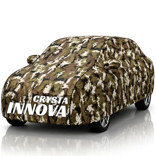 Image of Safe-Cars New Jungle 100% Waterproof Innova Crysta Car Cover | Polyester Car Body Cover for Rain & Sun | UV Protection, Dustproof, Scratch Resistant, Windproof, Heat Resistant, Custom Fit