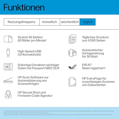 HP ScanJet Pro 4200 s1, Scanner, ADF für bis zu 50 Blatt, USB 3.0, bis zu 4.500 Seiten täglich, automatisierte Workflows – Bild 4