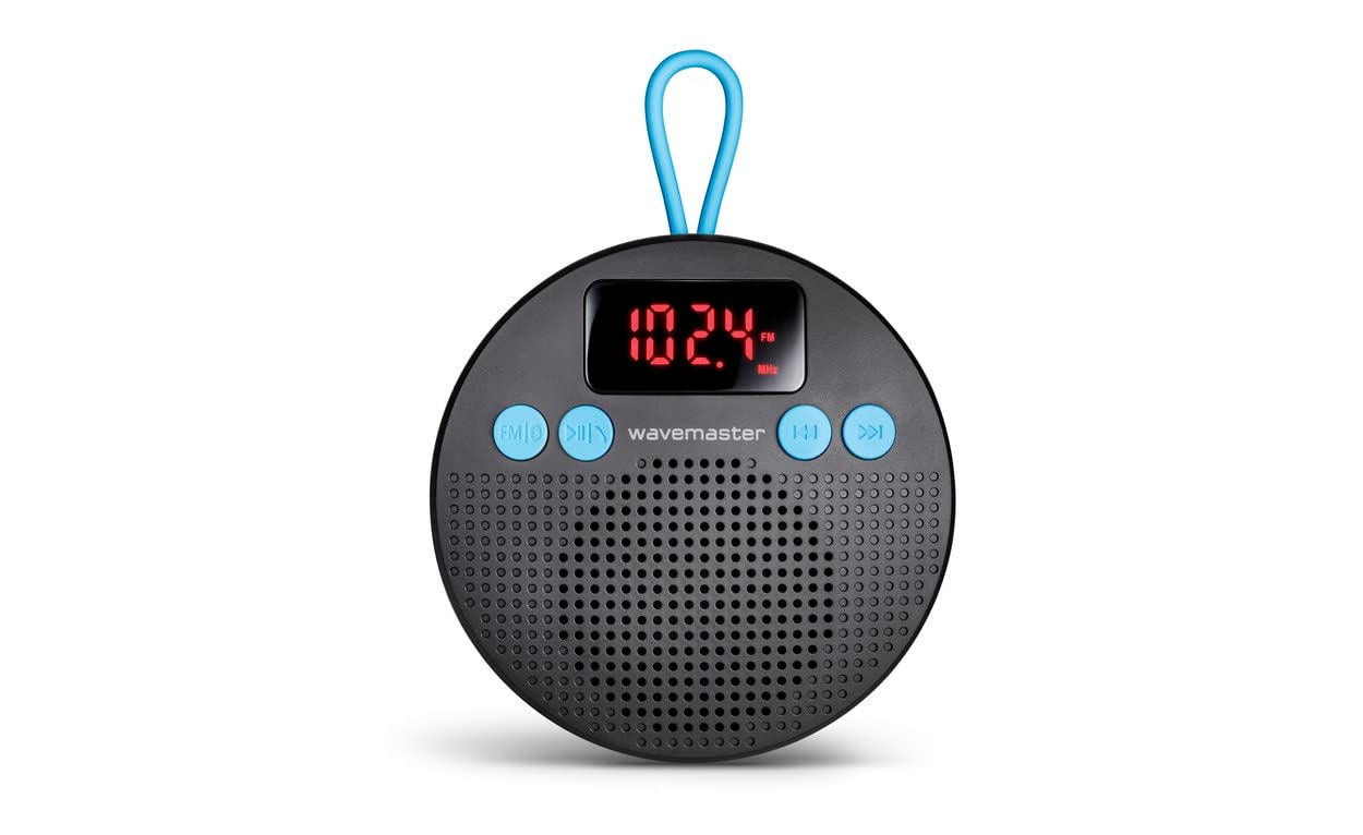 Wavemaster MOBI-3 niebieski - przenośny głośnik Bluetooth do podróży (pole dźwięku 360°) z radiem, budzikiem i funkcją głośnomówiącą, ochroną IPX5 przed rozpryskami wody - niebieski