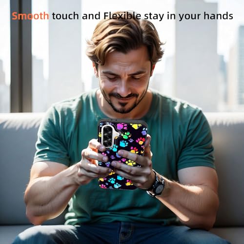 GFEWYTJYJ for Galaxy A17 5G Case,[10 FT Military Grade Drop Protection] Non-Slip Heavy Duty Shockproof Phone Case for Samsung Galaxy A17 5G 6.7 inch 2025,Colorful Paw Print - image 5