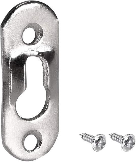 sourcing map Keyhole Hanging Plate, 37mm x 14mm Single Hole Hook for Picture Frames with Screws, 30 Pcs (Silver)