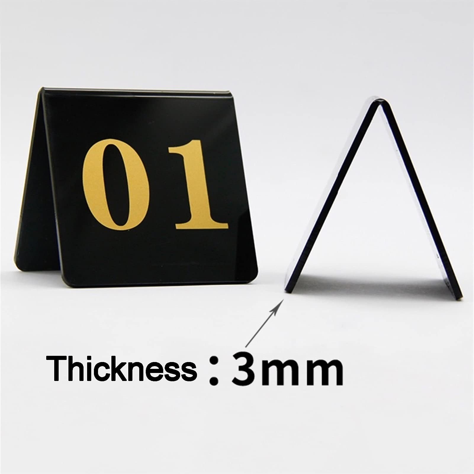 Placas de mesa de acrílico para restaurantes, Números de mesa acrílicos, color negro, 80x80 mm, restaurante digital(41-50)