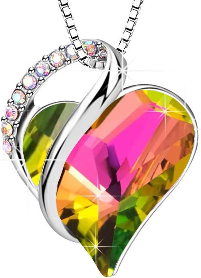 Austrian Crystal Heart Pendant Necklaces for Women Fashion 14K Gold Plated Dainty Necklace Hypoallergenic Jewelry