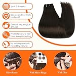 Full Shine Straight Remy Hair Weft Extensions Sew In Weft Hair Extensions Full Head Double Weft Hair Color 2 Darkest Brown Weft Human Hair Bundles 105 Grams 18 Inch Sew In Extensions Soft Hair - Image 3