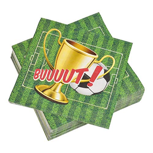 Paris Prix - Lot De 20 Serviettes En Papier 'foot' 33x33cm Vert