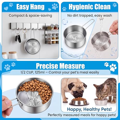 Qinyoung 3 Pack Vasos Medidores 1/2 Taza Acero Inoxidable miniatura 3