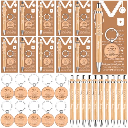 Regalos del día de las enfermeras con bolígrafos de bambú y tarjetas kraft
