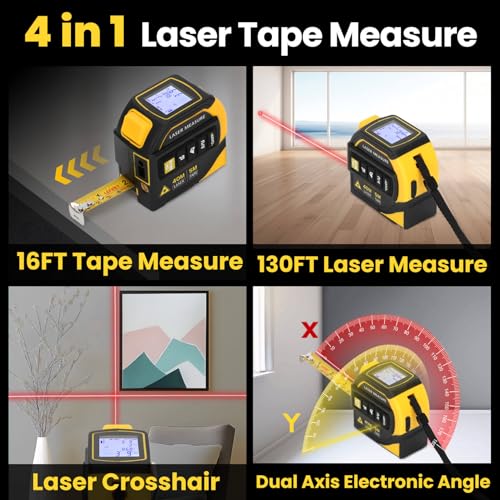 4-in-1 Laser Tape Measure with Crosshairs and Electrical Angle for Gifting by Edovaf - Used condition - Image 2