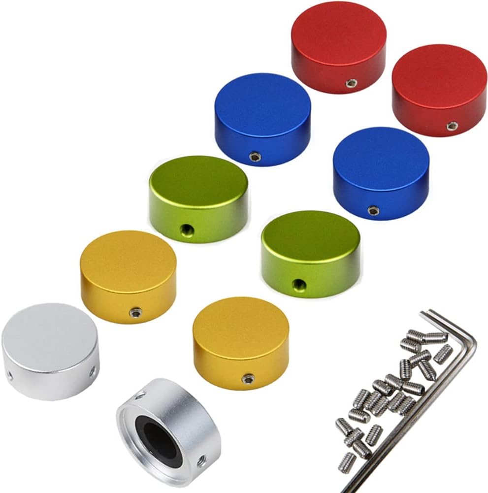 Pedal Footswitch Topper with 3 Screws and Rubber Insert lock tightly on very common pedal switch(3/8"10mm) 10 pack Red Silver Gold Blue Green