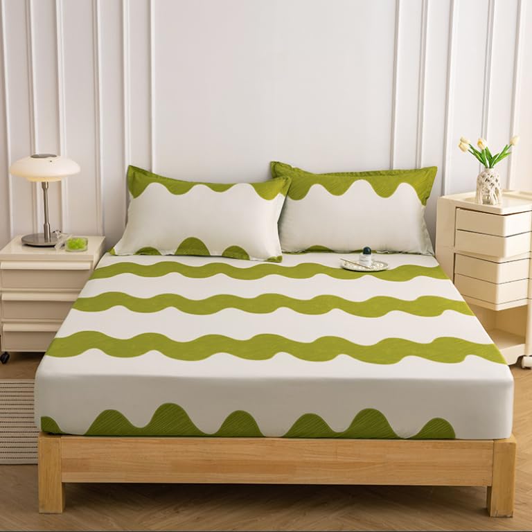 Drap-Housse Doux et Confortable,Protège-matelas à poche profonde imprimé dessin animé pour chambre d'enfant, adapté pour un lit simple, double, king size, bleu, 120 cm x 200 cm (47 x 79 pouces)