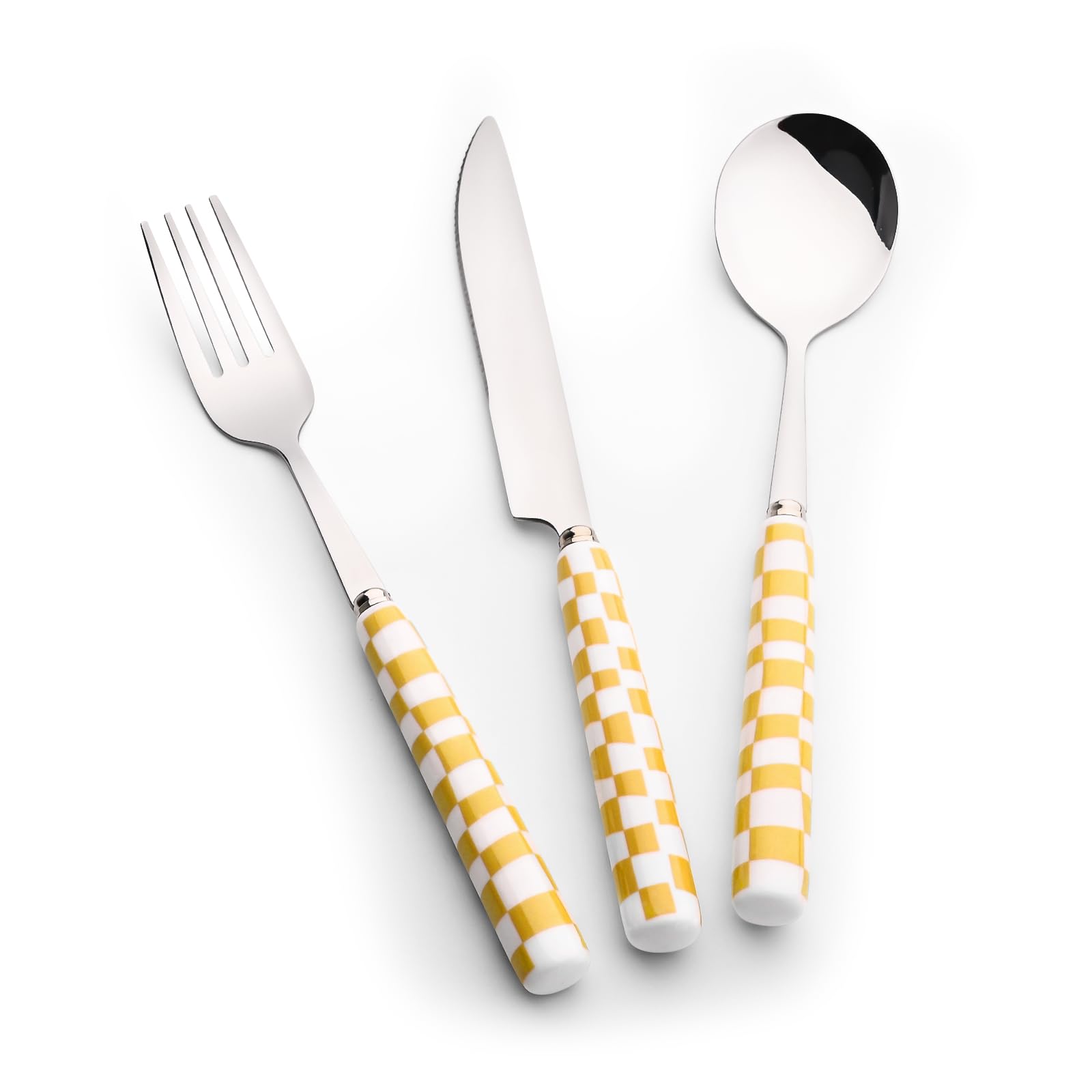Koythin 3-Piece Black Check Stainless Steel Cutlery Set — Amazon image 11