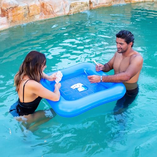 image for Poolcandy Floating Game Table with Waterproof Playing Cards – 28” 
