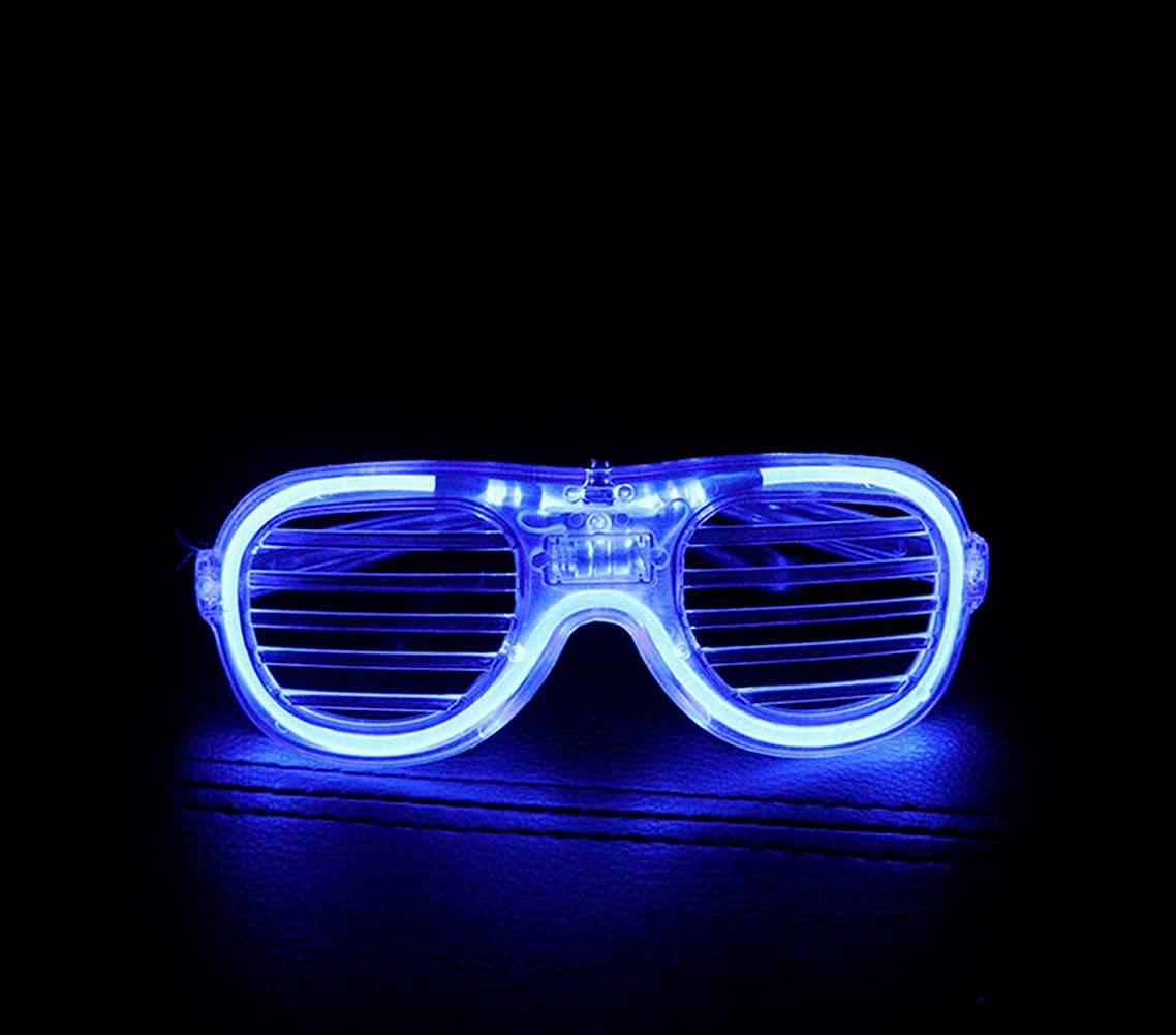 ausuky LED Shutter Shades Flashing Glasses Rave Club Party Fancy Dress Light Up (Blue)