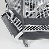 Montana Cages | Großer Vogelkäfig Villa Redondo, Vogelvoliere sechseckig Antik-Platinum für Sittiche und Papageien mit Rollen, Kotwanne und Zubehör