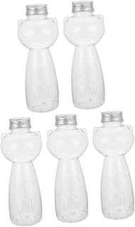 GLEAVI PET Juice Bottles Sealing Lids 5Pcs Special Shaped Milky Tea and Cold Drink Containers Reusable and Leak-Proof for Beverage Storage
