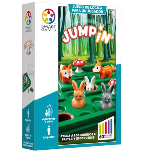 Smart Games – Jump In' | Brettspiele für Kinder ab 7 Jahren | Kinderpuzzle und Puzzles für Erwachsene mit 60 Herausforderungen | Lernspiele 7 Jahre für 1 Spieler